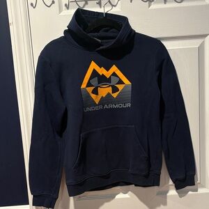 Under Armour Boys Navy Hoodie with Orange Graphic